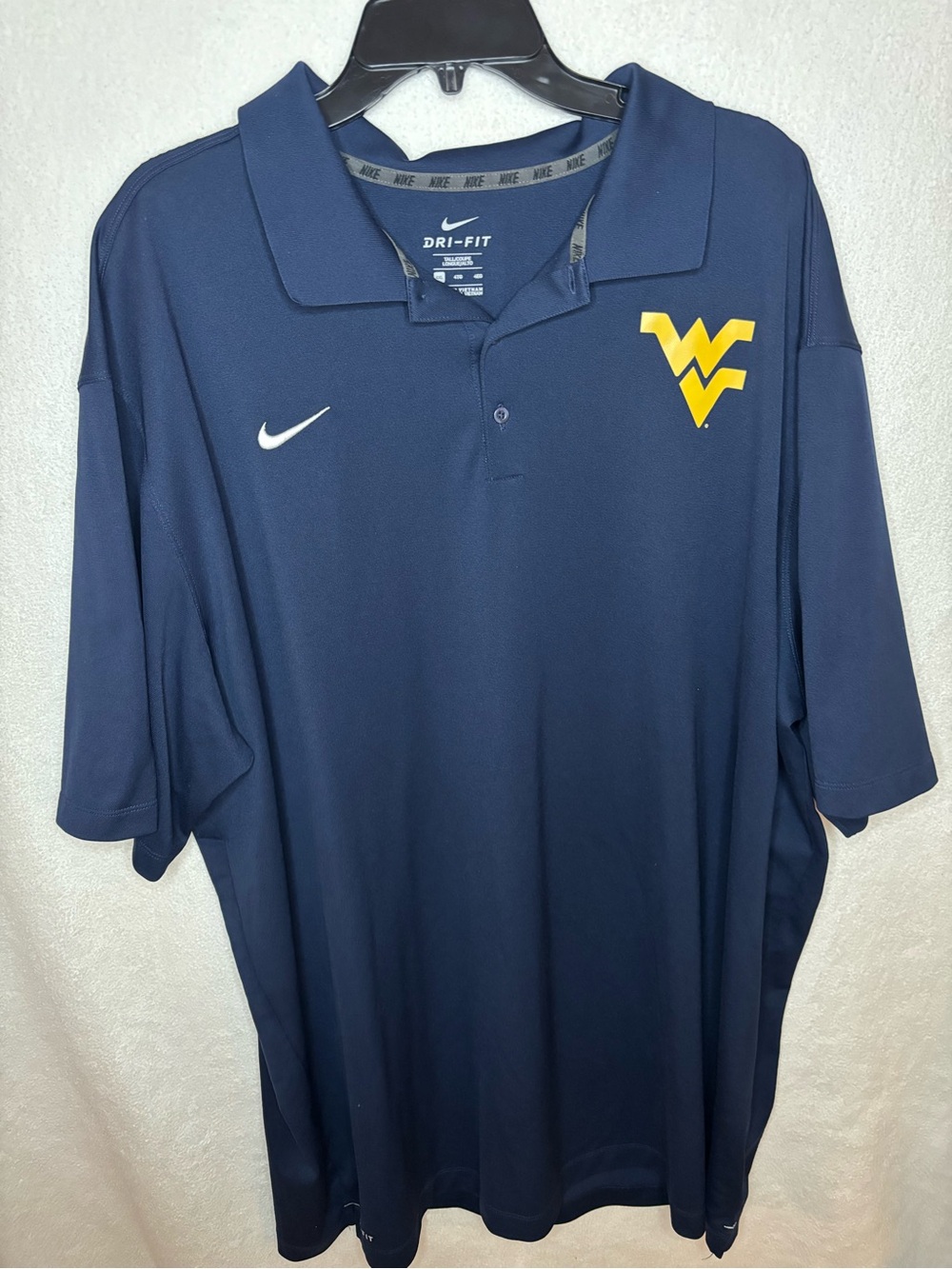Nike 4 XL West Virginia Mountaineers Dri-FIT Polo Shirt Blue/Gold WVU Swoosh